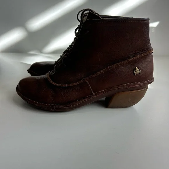 EL NATURALISTA Women's Brown Laceup Leather Ankle Boots SIZE 8 UK 38 RANA THARU - Picture 4 of 13